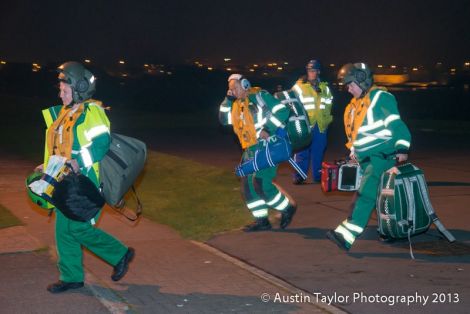 Medical specialists from Aberdeen Royal Infirmary arriving in Lerwick on Friday night - Photo: Austin Taylor