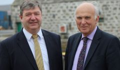 isles' MP Alistair Carmichael (left) and business secretary Vince Cable MP outside Shetland Museum and Archives on Saturday afternoon - Photo: Hans J Marter/ShetNews