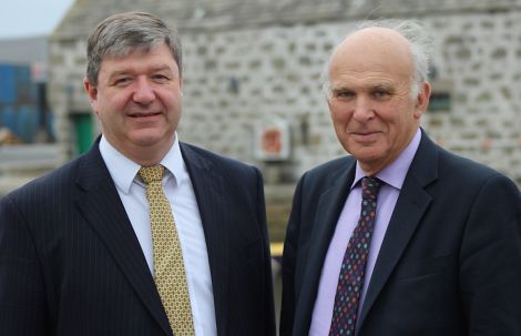 isles' MP Alistair Carmichael (left) and business secretary Vince Cable MP outside Shetland Museum and Archives on Saturday afternoon - Photo: Hans J Marter/ShetNews