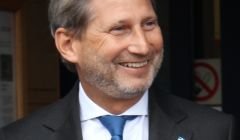 A Shetland convert. European regional aid commissioner Johannes Hahn wearing his Shetland flag lapel badge during last week's visit to the isles.