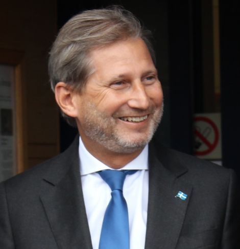 A Shetland convert. European regional aid commissioner Johannes Hahn wearing his Shetland flag lapel badge during last week's visit to the isles.