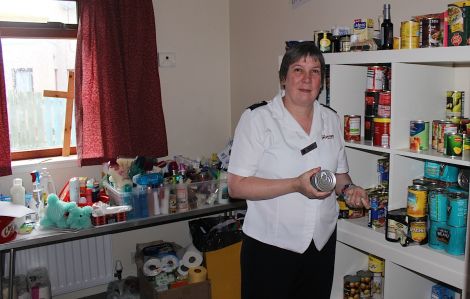 Envoy Angela Nunn in the Salvation Army's food store - Photo: Hans J Marter/ShetNews