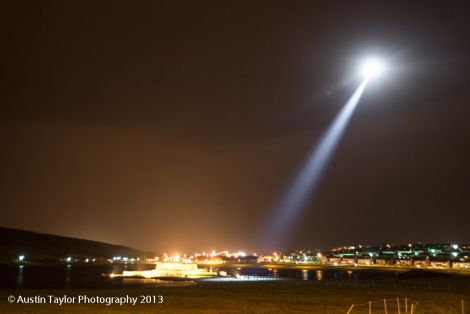  The Coastguard helicopter searching the Clickimin Loch area on Sunday night - Photo: Austin Taylor