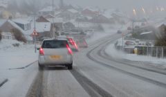 Drive carefully! Several vehicles have come a cropper in the first snow of the season as they drive to work. Photo Chris Brown