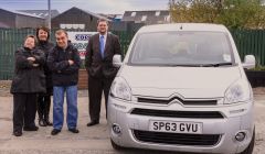 Manager of Cope, Ingrid Webb, with participants Shaun Williamson (left) and Hamish Garriock, take delivery of their new Citroen Berlingo from Hillside Motors’ Martin Tregonning (far right) - Photo: Olivia Abbott