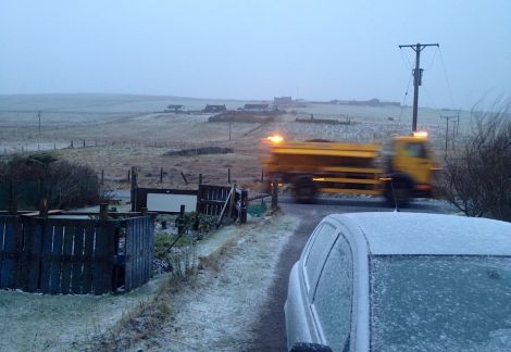 Snow starts to be lying across Shetland including Bressay - Photo: John Bateson