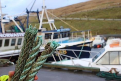 Skipper Gary Leask showing the cut ropes - Photos: Pete Bevington/ShetNews