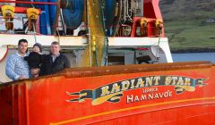 Skipper Victor Laurenson and crewman Marvin Inkster, with son Zac, on board the Radiant Star, one of the new vessels in the Shetland fleet supported by SIC money - Photo: SFPO