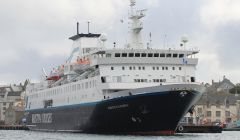 The Ocean Endeavour formerly known as the Kristina Katarina at Victoria Pier two years ago. The cruise liner has been chartered by Petrofac to accommodate Shetland Gas Plant workers. She is expected to arrive in Lerwick next week - Photo: Ian Leask