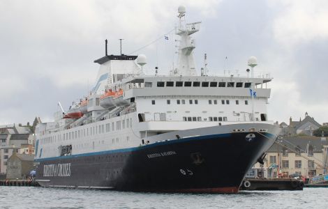 The Ocean Endeavour formerly known as the Kristina Katarina at Victoria Pier two years ago. The cruise liner has been chartered by Petrofac to accommodate Shetland Gas Plant workers. She is expected to arrive in Lerwick next week - Photo: Ian Leask