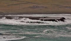 The east end of runway 27 at Sumburgh airport, which has suffered further damage during the current gale season. Photo Ronnie Robertson