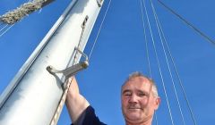 Andrew Halcrow working on his yacht in summer last year - Photo: Malcolm Younger/Millgaet Media