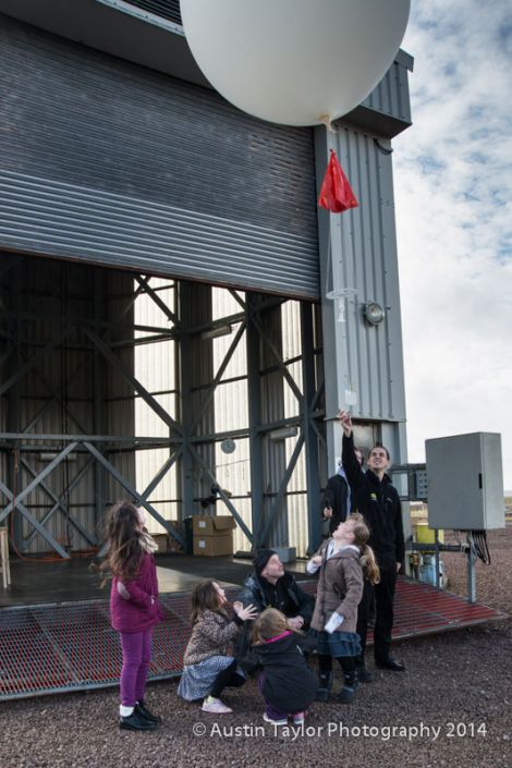 The weather balloon was launched with the help of Sound Primary School pupils - Photo: Austin Taylor