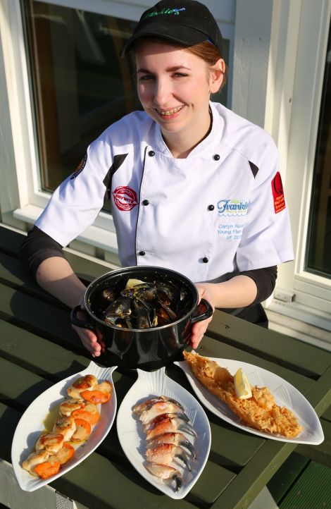 Brae fish and chip shop Frankie's is "leading the way" in gaining eco-recognition for its seafood. Pictured with some of the certified produce is Carlyn Kearney.