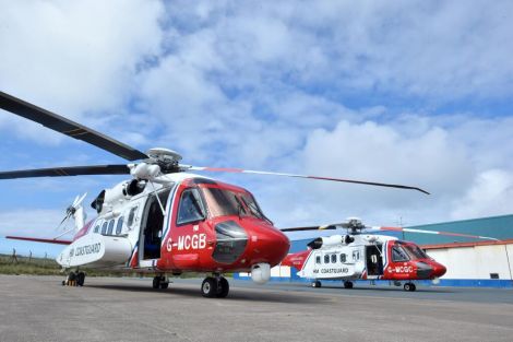 Shetland's new Sikorsky S-92 coastguard search and rescue helicopters at Sumburgh last year.