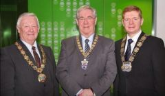 Council convener Malcolm Bell (right) with the Scottish Provosts' Association newly appointed president Graham Garvie,convener of the Scottish Borders Council (centre) and association's secretary Tom Kerr, provost of West Lothian Council.