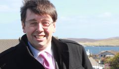 BT Scotland director Brendan Dick in Lerwick on Friday. Photo Shetnews