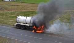 The Scottish Water tanker on fire - Photo: Ron Dell