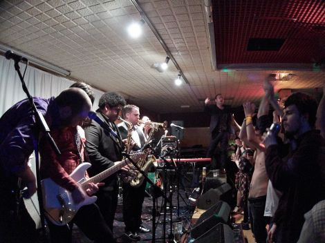 Federation of the Disco Pimp in full flow at the Lerwick Legion on Friday night. Photo: Chris Brown