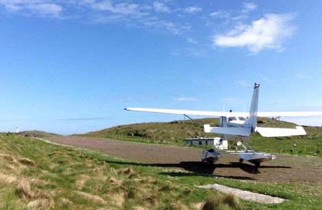 Pilot Hamish Mitchell's sea plane pictured in Skerries on Monday. Photo: Julie Arthur