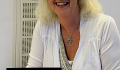 Lesley Riddoch signing her book at the Shetland Museum and Archives on Tuesday evening - Photo: ShetNews