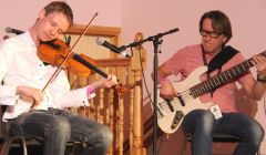 Adam Sutherland and Ewen Vernal in Bressay on Friday night. Photo: Davie Gardner