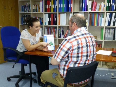 Pharmacist Louise Morrison undertakes a medication review.