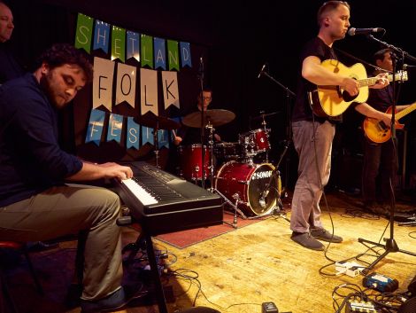 Adam Holmes and his band at the Carnegie Hall on Thursday night. Photo: Chris Brown