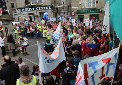 Gathering at the Market Cross at the end of the march