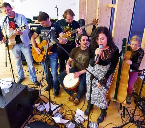 The Claire Thomason Experience - (from left) Magnus Bradley, Michael Anderson, Peter Keay, Rodrigo Ferrari Nunes, Claire Thomason and Kirsty North.