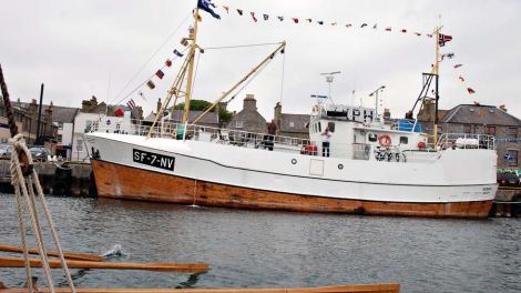 The restored fishing boat Nybakk in Lerwick on an earlier visit to the isles. Photo Kari Midtgård Råsberg