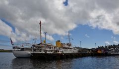 The royal yacht Norge tied up on the outer arm of Victoria Pier on Friday. Photo: Shetnews