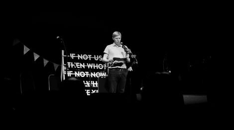 Bruce Eunson giving a reading at Yestival. Photo: Ria Moncrieff