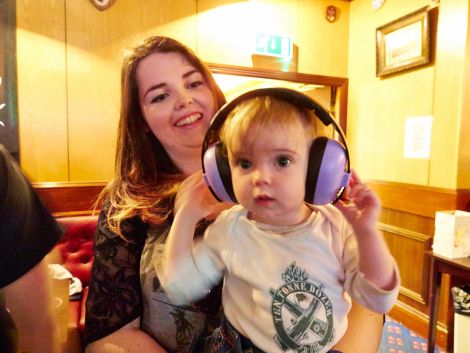 Starting young: proudly sporting a Ten Tonne Dozer t-shirt is Holly Smith-Gibson, pictured with her mum Jerry Gibson. Photo: Chris Brown