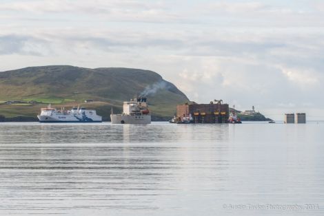 Early risers on board NorthLink would have enjoyed a bird's eye view of the action sailing into Lerwick Harbour on Friday morning. Photo: Austin Taylor