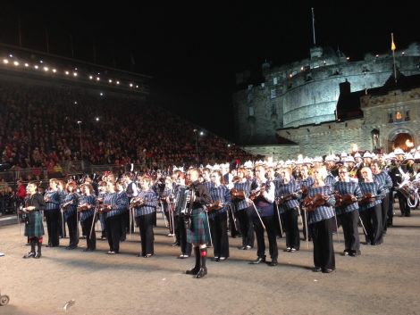 The 'Hjaltibonhoga' fiddlers in action at the Military Tattoo in Edinburgh. Photo: Kim Karam