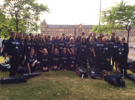 The fiddlers taking a hard-earned break from rehearsals last week. Photo: Alison Bain