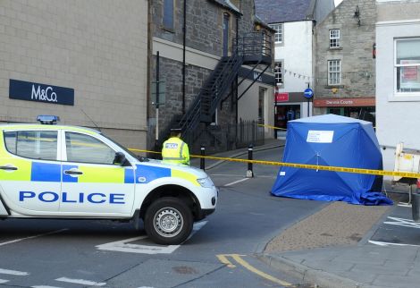 Police had cordoned of the area outside Clydesdale Bank where the assault took place, in August last year.