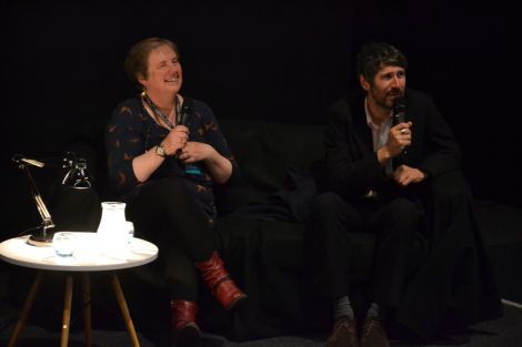 Gruff Rhys pictured with Screenplay's Kathy Hubbard during a Q&A session on Thursday. Photo: Shetnews/Kelly Nicolson Riddell