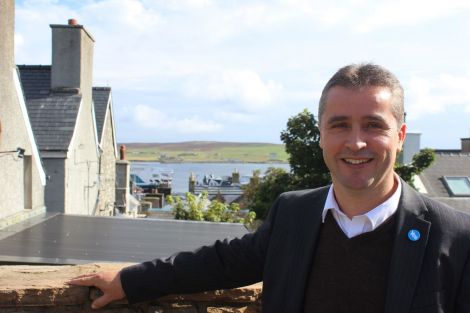 Ready to canvas - SNP MP for the western isles Angus MacNeil in Lerwick on Friday morning.