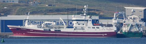 Berthed at Shetland Catch you get a sense of just how big she is.