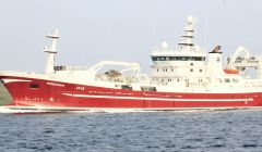 The elongated Research returns to Lerwick harbour on Tuesday. Photo Ian Leask