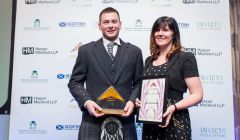 Scot Jeromson of Ocean Kinetics receiving his award in Inverness last week.