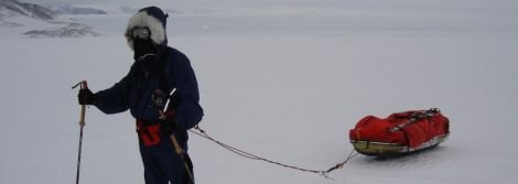 Craig Mathieson man-hauling his sledge to the South Pole - Photo: The Polar Academy