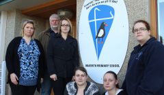 Angry members of the Urafirth parent council. From left: Clare Pottinger, Robin Sinclair, Pamela Ruddick, Liane Anderson, Charlene Johnston and Claire Herridge - Photo: Pete Bevington/Shetnews