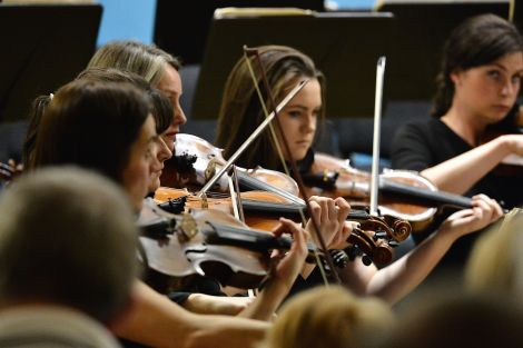 The orchestra's string section: 'flitting between grandeur and reflection' - Photo: Malcolm Younger/Millgaet Media