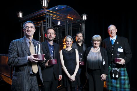 Joint winner of the Placemaking award: Brian Inkster (Inksters), Fraser Anderson (Scottish Ensemble), Jenni Steele (VisitScotland), John Raine (Shell UK), Liz Scott (Shell UK) Martin Danziger (Theatre Modo) - Photo: Eoin Carey.