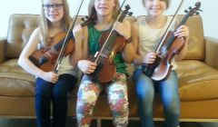 Fiddle talent. (From left) Jodie Smith, Jasmin Smith and Anya Johnston hoping to make it onto national TV at Tuesday's Britian's Got Talent auditions at Mareel.