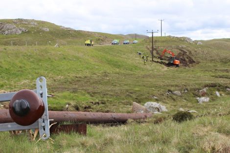 Work being carried out on the new Northmavine power line last year.