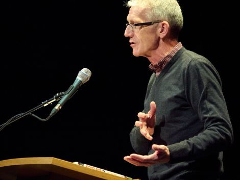 Richard Gordon, one of the key voices in Scottish football, at Mareel on Wednesday night - Photo: Chris Brown